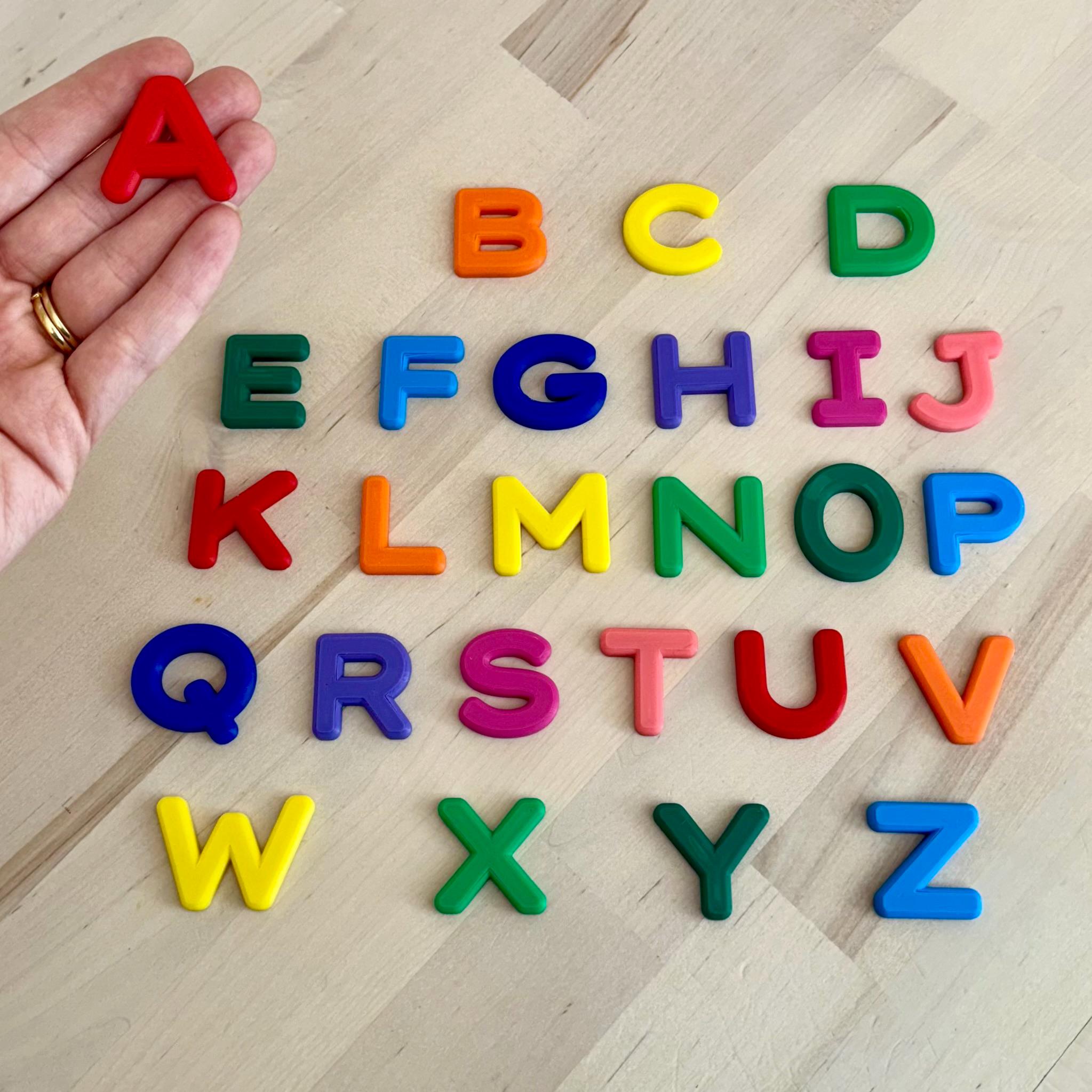 Modern Magnetic Alphabet Letters - Rainbow ABC Set - Embedded Magnets ...