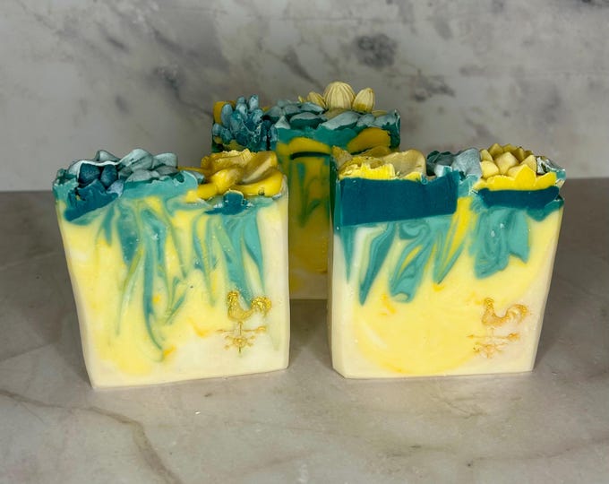 Handmade Artisan Blossom and Bloom (Yellow) - Tallow Soap Bar (5oz)