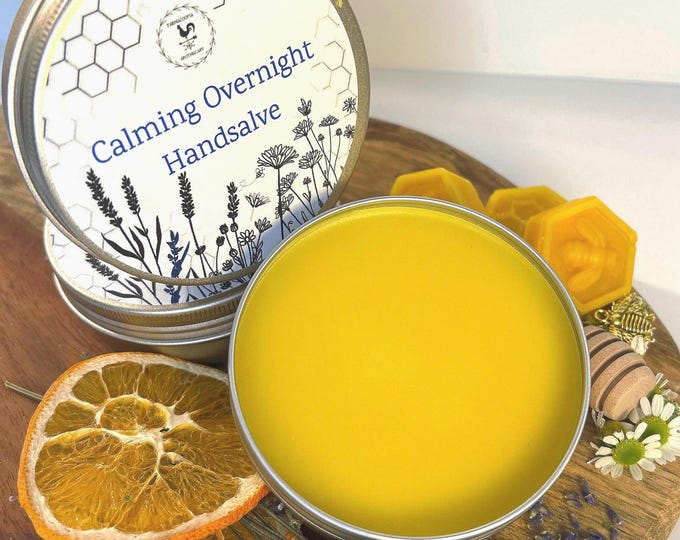 Handmade Artisan Overnight Calming Hand Salve (Olive oil, Jojoba oil, Beeswax & Honey) - Lavender