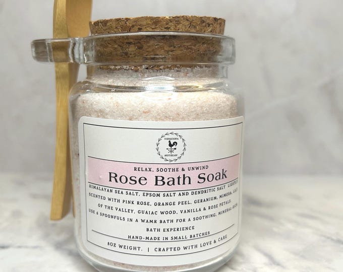 Handmade Artisan Bath Salts - Rose Bath Soak (8oz)