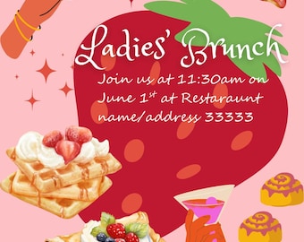 Bewerkbare Canva Pro-flyer - brunchevenement bessenthema dames