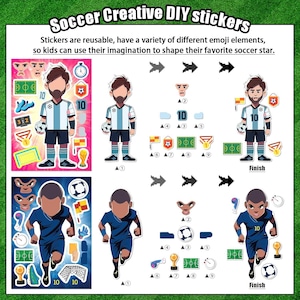 Stickers football et basket-ball pour enfants - 24 feuilles d'autocollants à faire soi-même pour faire des grimaces, articles de cadeau pour sportifs, cadeaux d'anniversaire, fournitures créatives