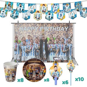 Suministros para fiestas de cumpleaños de Messi / Decoraciones con temática de fútbol / Decoración para fiestas / Copa del Mundo