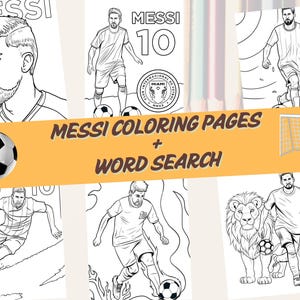 Lionel Messi Digital Coloring Book - Printable Soccer Art, 15 High-Quality Illustrations, Word Search for Messi Fans, Instant Download