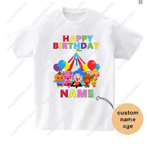 Cartoon Plim Kids T-Shirt - Summer Short Sleeve Top, Birthday Outfit, Asian Size Toddler Tee, Custom Name Shirt, Boys Girls Clothes