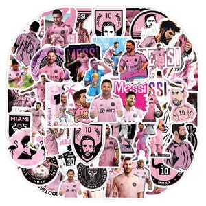 50 szt. naklejek Lionel Messi | Naklejki piłkarskie Inter Miami | Naklejki na laptopa, telefon i samochód
