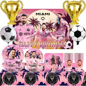 Decorazioni per il compleanno di Lionel Messi Inter Miami / Articoli per feste di calcio / Decorazioni monouso a tema club di calcio
