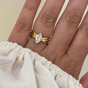 Parisian 18K Gold-Plated Stainless SteelGold Ring, Adjustable Stainless Steel, Waterproof, Hypoallergenic (Women's)