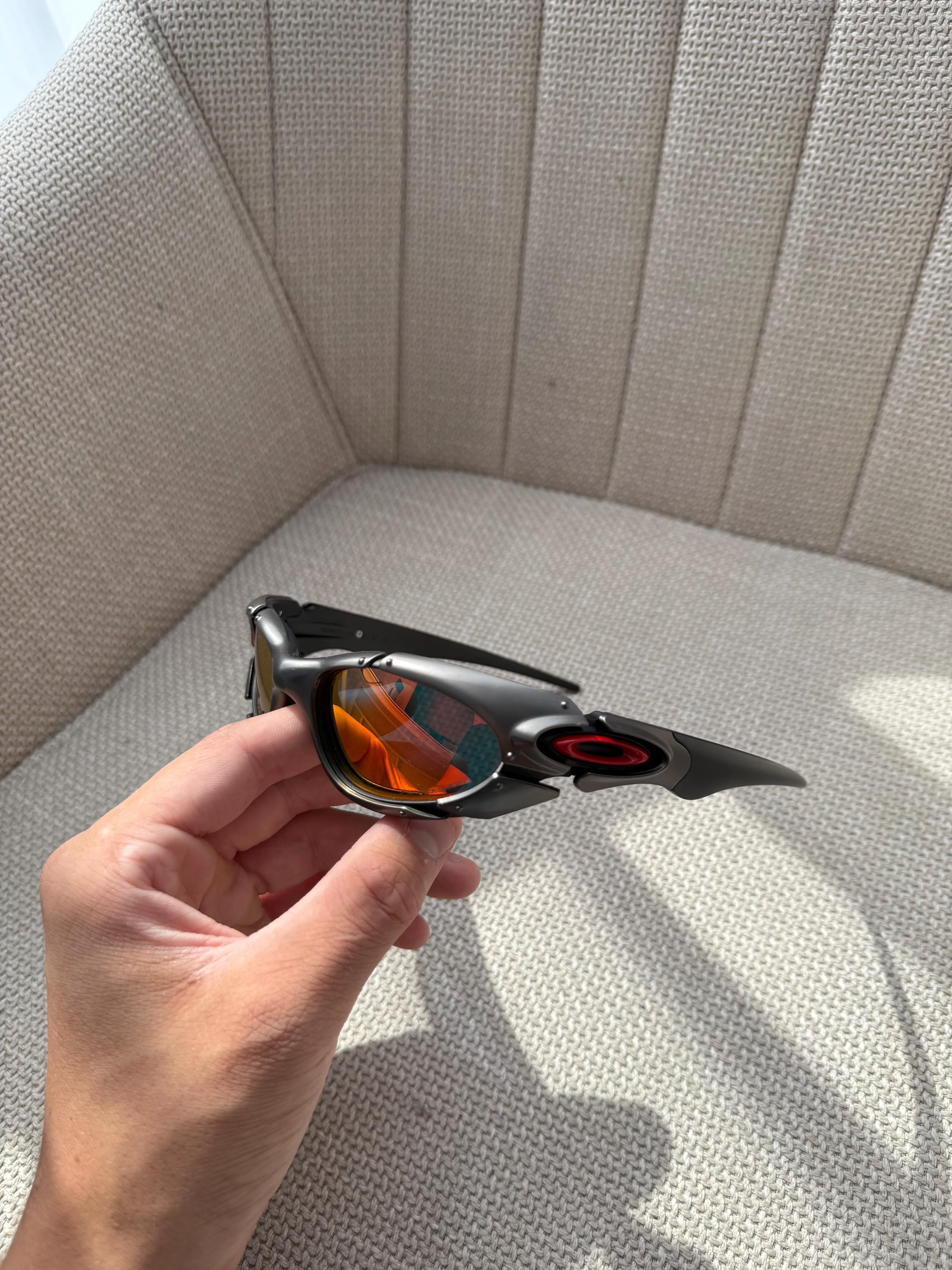 90's Silver Orange Oakley Plate Splice Minute Y2k Rare Vintage