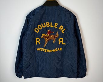 nylon RRL Double RL Reversible Quilted Liner Jacket Embroidered Western Cowboy L