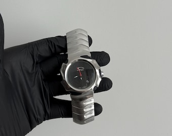 Vintage style retro Oakley Watch Blade hype y2k avantgarde opium gorpcore outdoor silver japan usa steel black hype