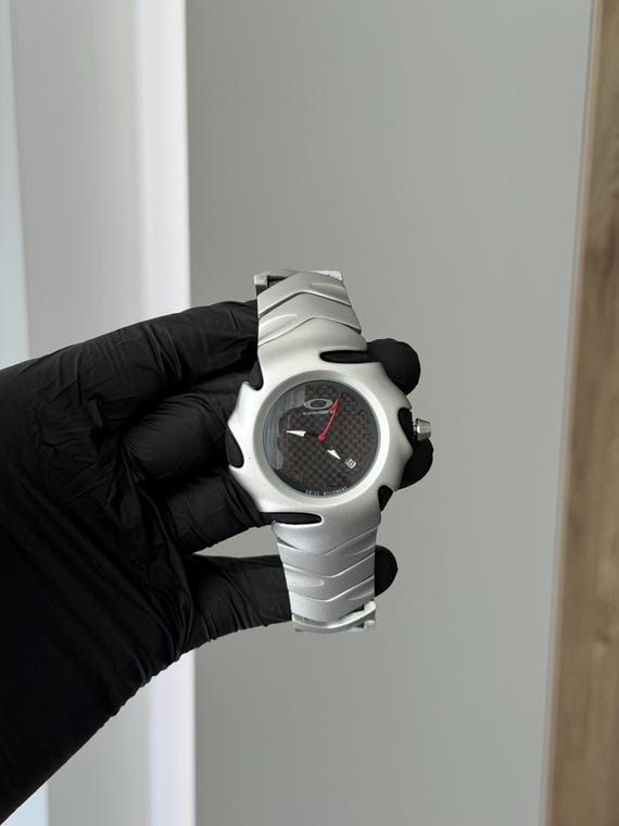 Oakley Watch Blade silver black hype y2k avantgarde opium gorpcore outdoor silver japan usa steel japanese