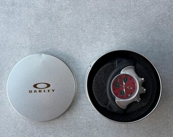 Oakley Watch Blade silver red hype y2k avantgarde opium gorpcore outdoor silver japan usa steel witch box japanese