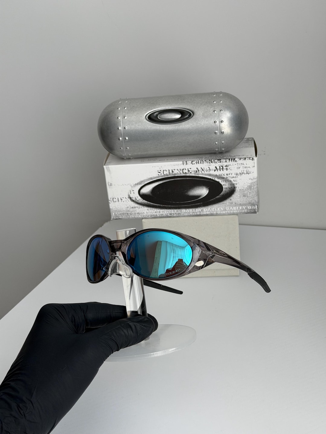 Sunglasses Oakley Eye Jacket X Black Blue Vintage Glasses for