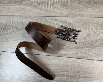 Vintage DOUBLE R RRL brown Leather Belt By Polo Ralph Lauren avantgarde USA style hype Usa cowboy vibe