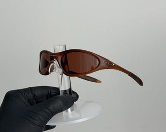 sunglasses oakley minute 1.0 triple brown Vintage glasses for cycling, running, gorpcore and outdoor activities, Y2K style opium avantgarde