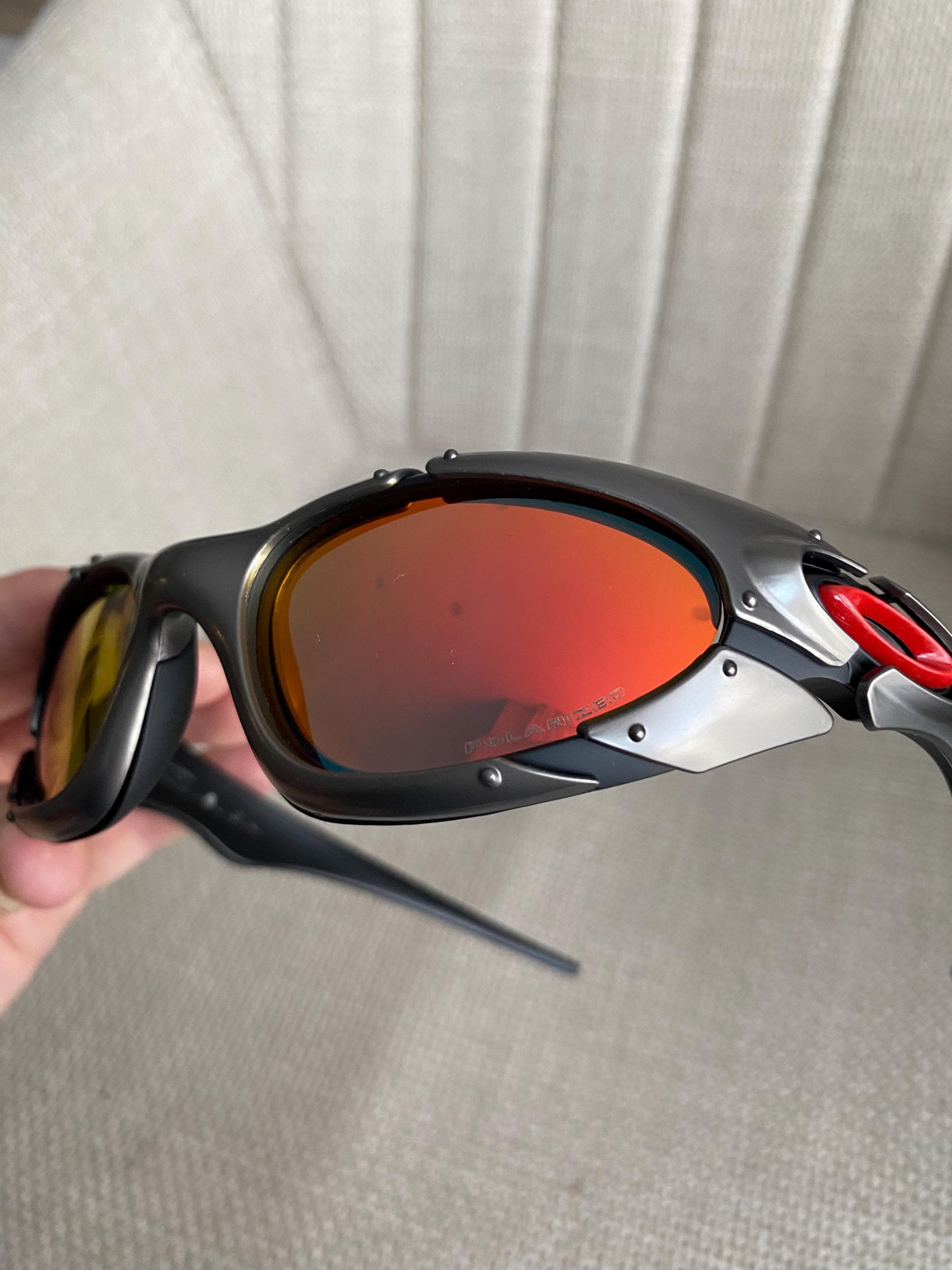 小物 90's Oakley flame less sunglasses 90's Silver Orange Oakley Plate Splice Minute Y2k Rare Vintage