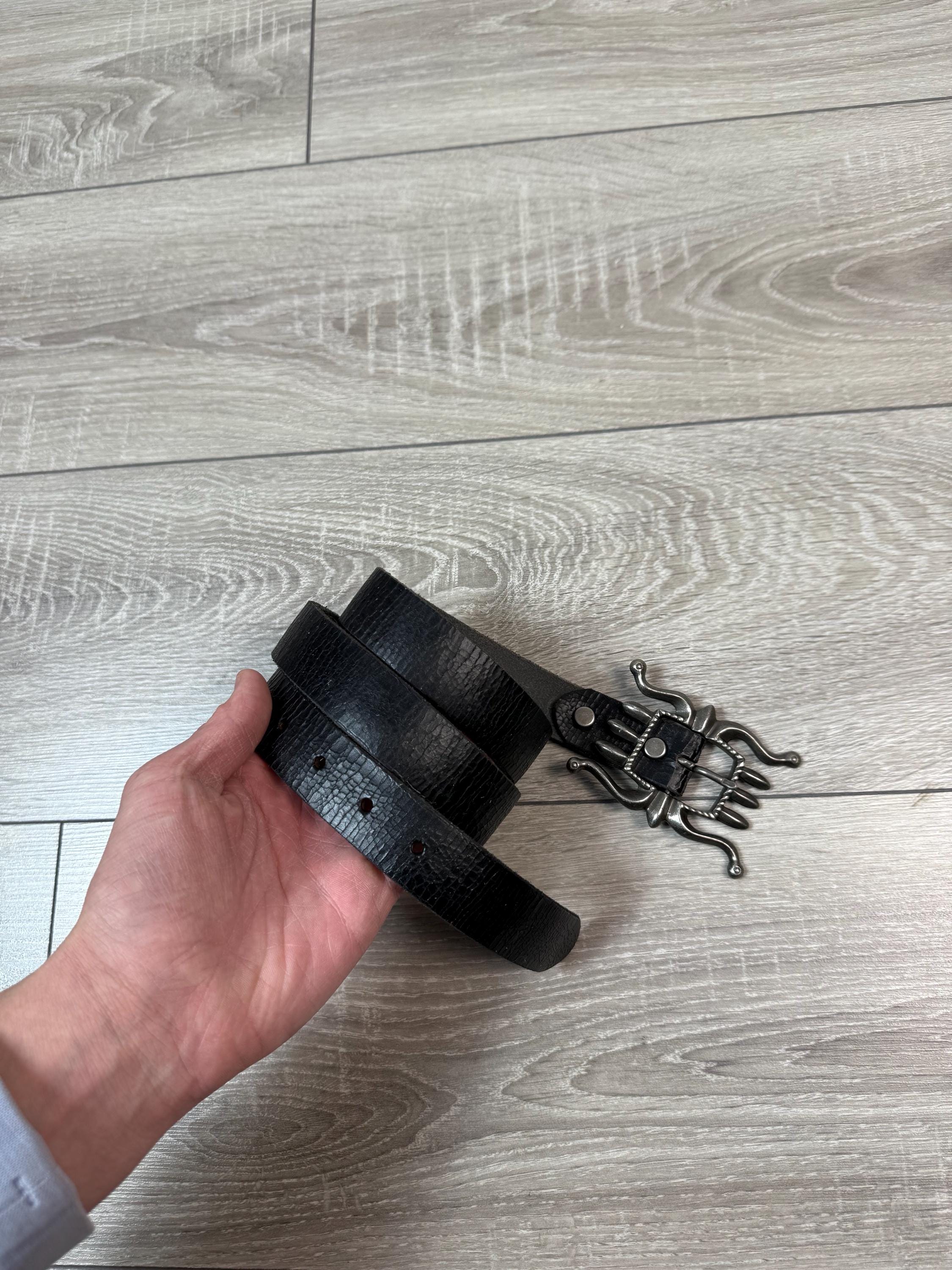 VINTAGE Lauren X Ralph Lauren Black Double-Strap Belt with Silver Ring Lauren Ralph Lauren Black with Vintage Belts for Men for  main image 2