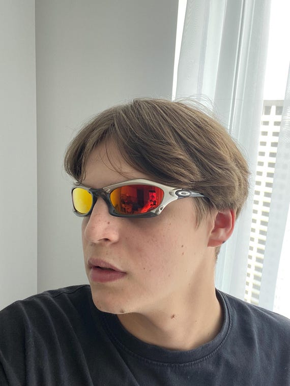 90-е годы Металлическая оранжево-серебристая пластина Oakley Y2k