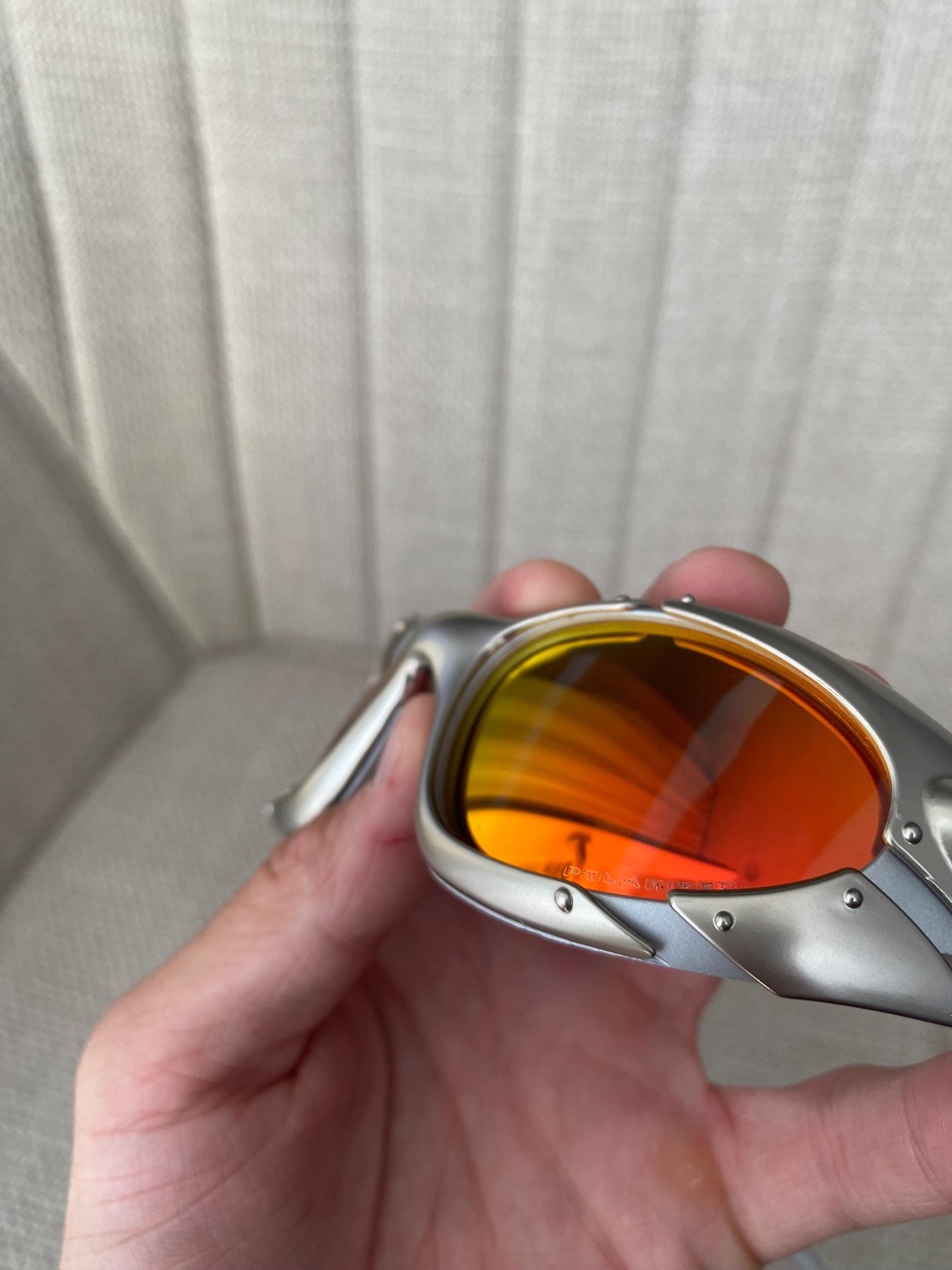 90's Silver Orange Oakley Plate Splice Minute Y2k Rare Vintage