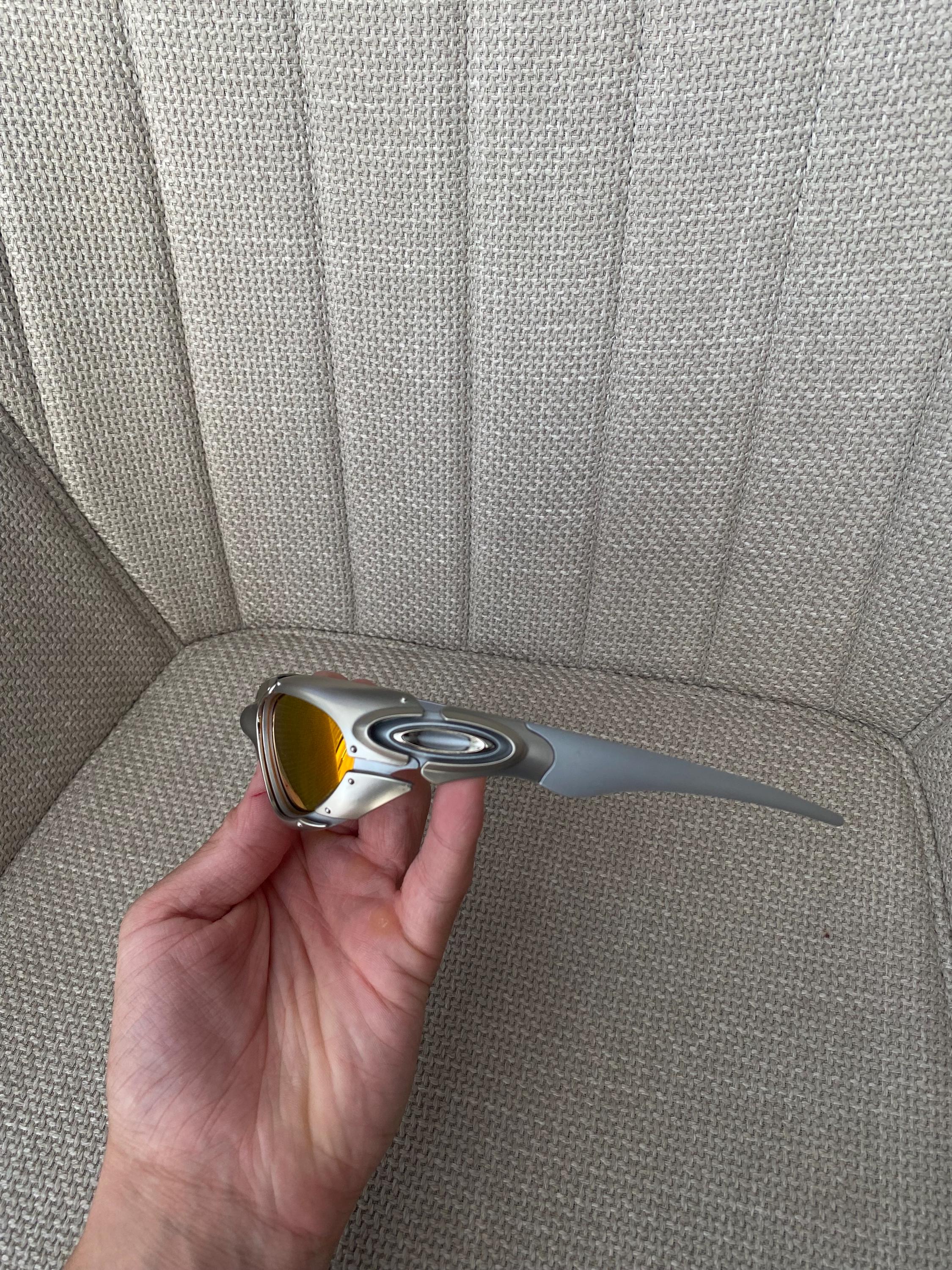 90's Silver Orange Oakley Plate Splice Minute Y2k Rare Vintage