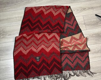 Vintage DOUBLE R RRL Ralph Lauren Wool Scarf Red Navajo-Inspired Pattern avantgarde opium avantgarde USA cowboy vibe