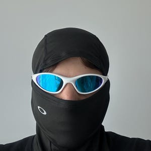 90-tals sällsynta avantgarde vita blå Oakley Minute Plate Y2k sällsynta vintage Gorpcore polariserade solglasögon USA bild 5