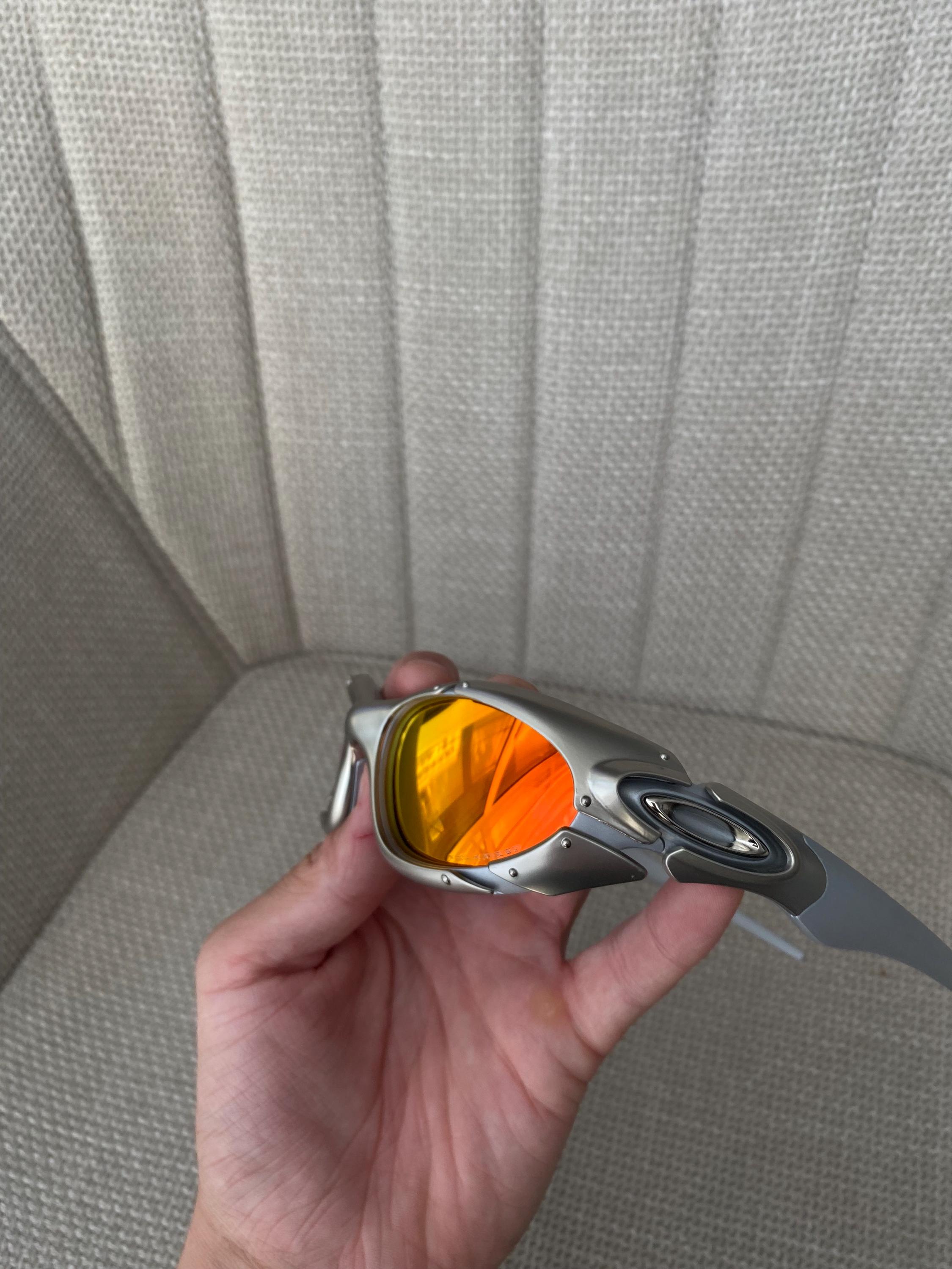 90's Silver Orange Oakley Plate Splice Minute Y2k Rare Vintage