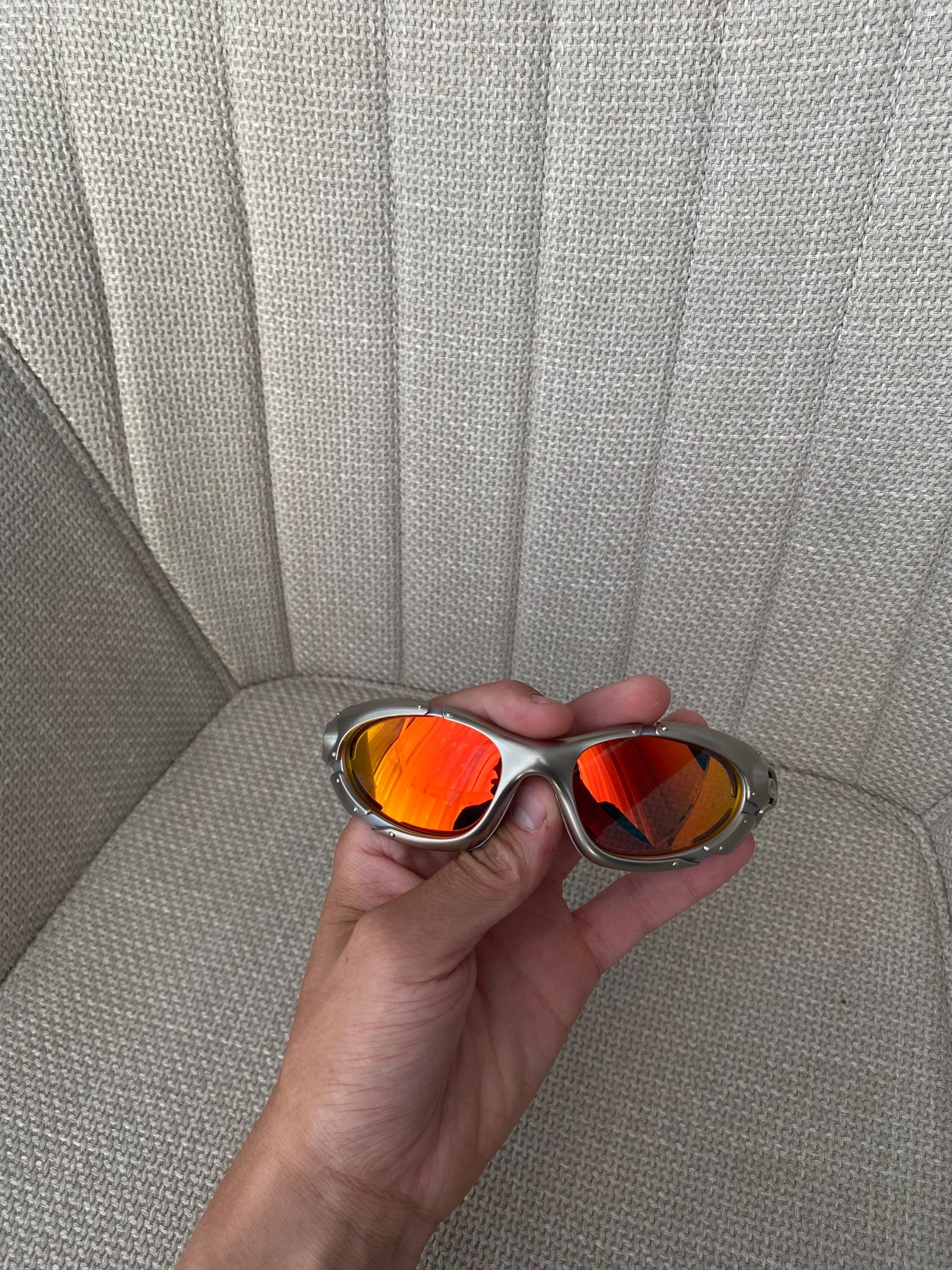 90's Silver Orange Oakley Plate Splice Minute Y2k Rare Vintage