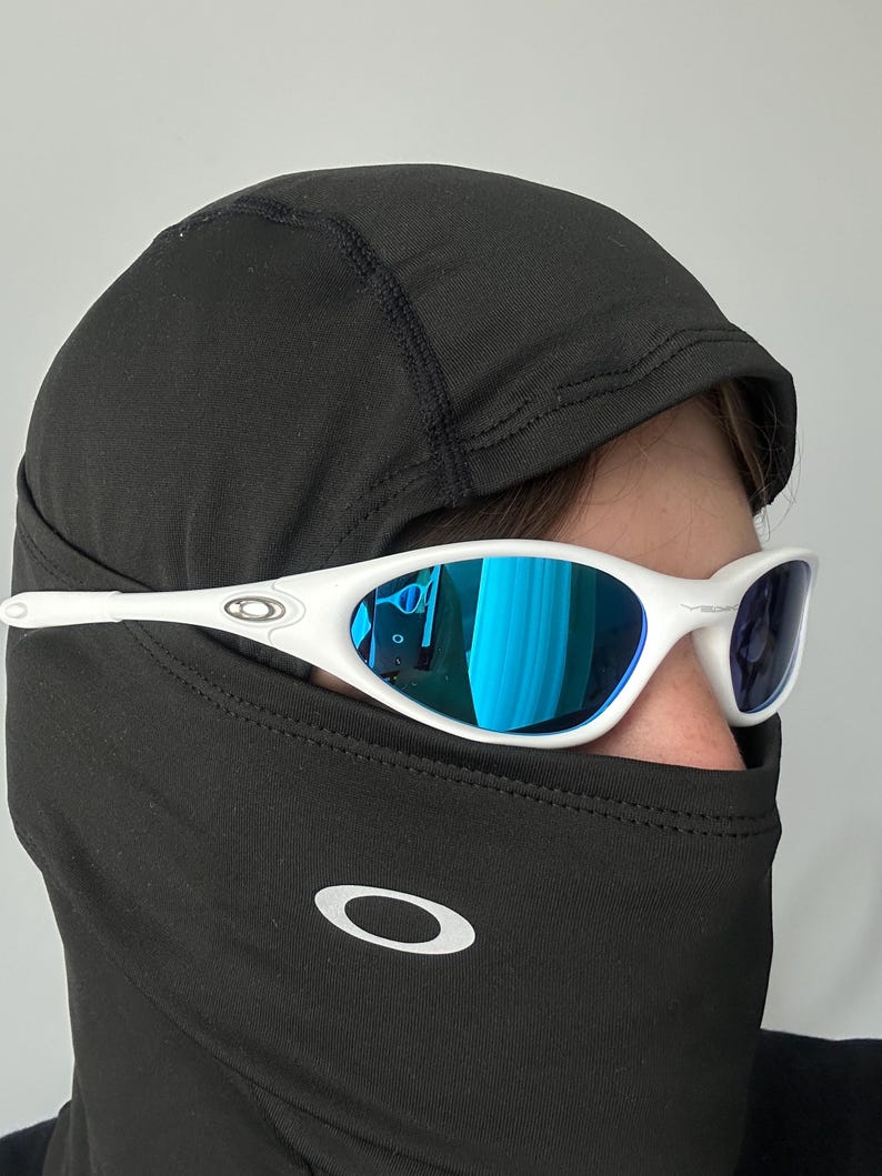 90-tals sällsynta avantgarde vita blå Oakley Minute Plate Y2k sällsynta vintage Gorpcore polariserade solglasögon USA bild 2