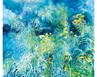 tall grass watercolor art print