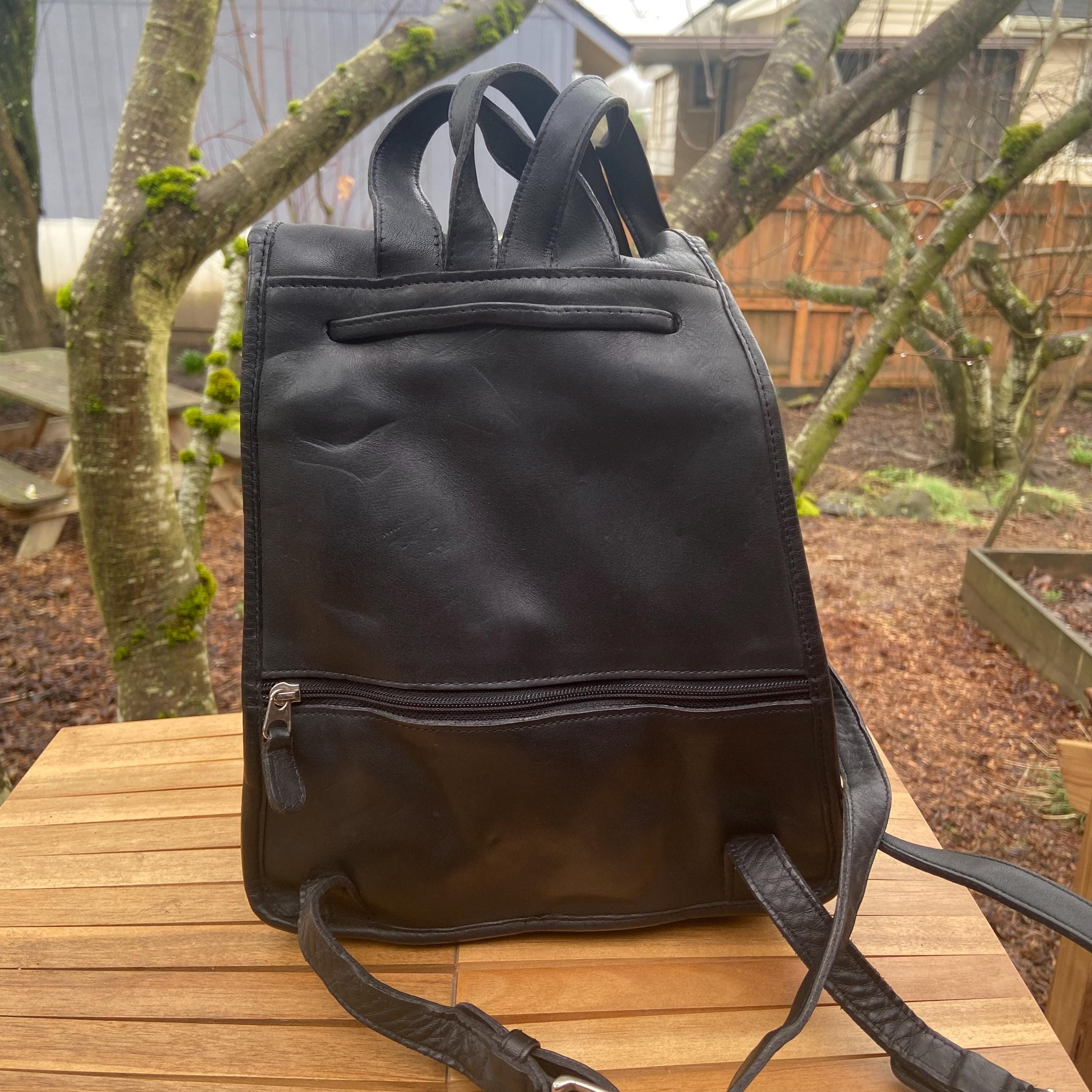 Vintage Coach Black Leather Daypack Turn lock Nickel Hardware With Hangtag 9791 Vintage Coach Large Daypack | Style 9791 | Black With Nickel  main image 2