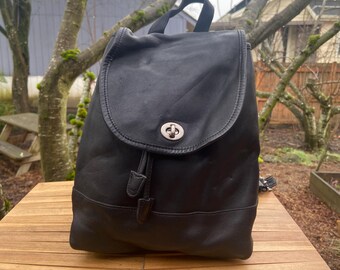 Backpack- Coach Black Leather Mini Daypack With Top Handle  display picture 2