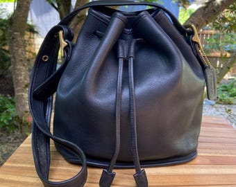 Vintage COACH Lula's Legacy Black Leather Drawstring Bucket