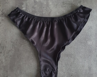 French Panties, Satin Cut Knickers, Underwear, Honeymoon Ruffle Lingerie, Silky Romantic