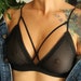 Fishnet Bra | Transparent Lingerie Bralette | Black See through Sexy Clubwear | Strappy Goth Net | Burning Man Festival Top | Rave Triangle