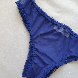 Sheer Panties See Through Panty Tulle Bikini Lingerie Brief Blue Lace
