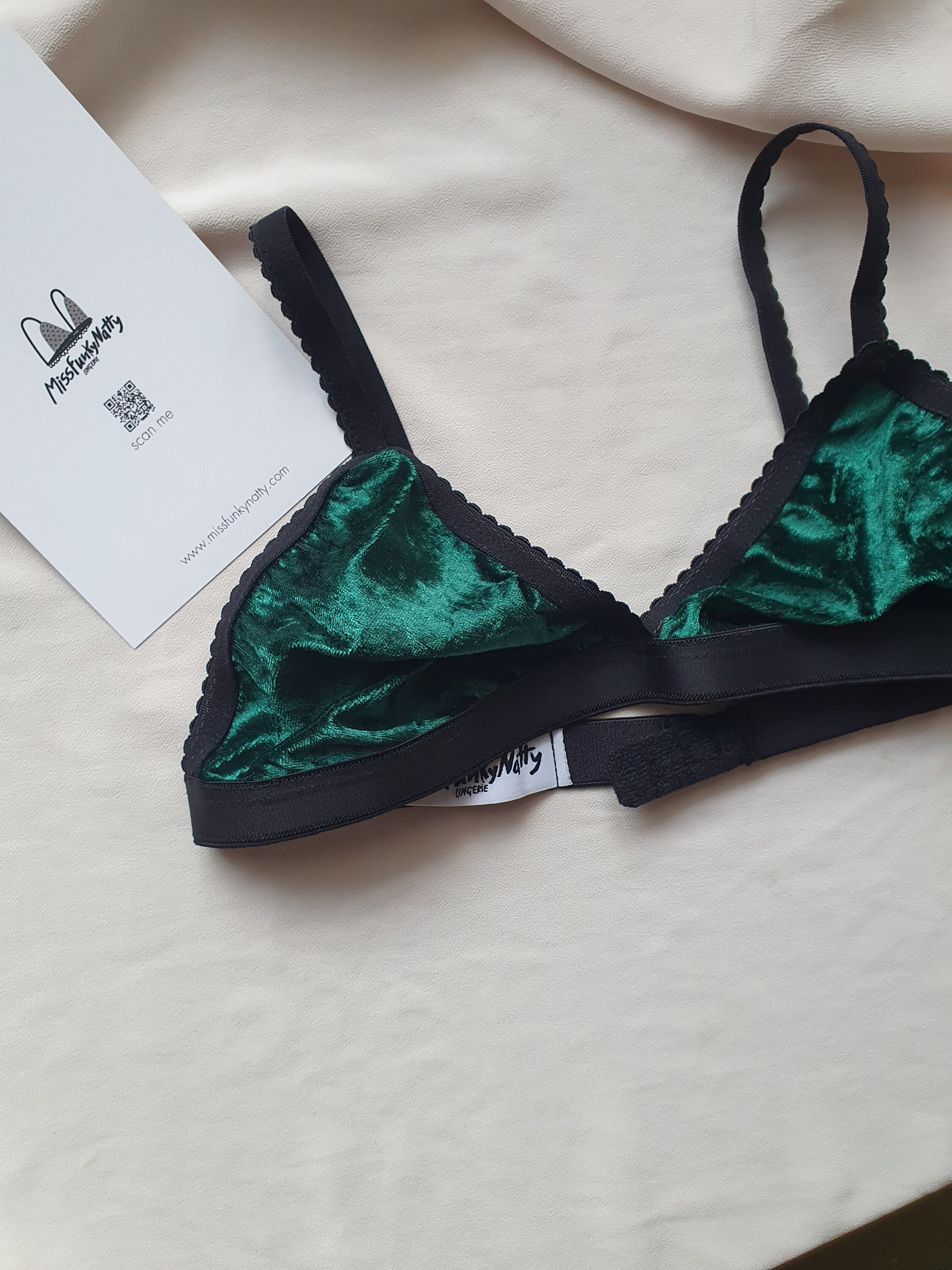 EMERALD STRAPPY LINEN BRALETTE main image 1
