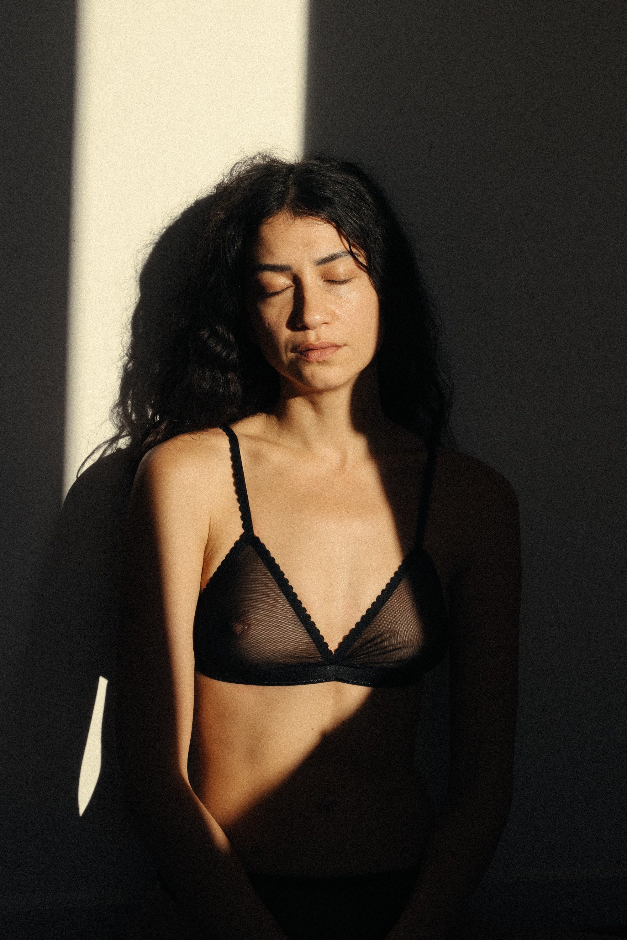 Premium Photo  Women sheer transparent lingerie mesh bra