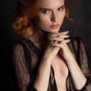 See Through Clothing Top, Black Transparent Blouse, Sheer Polka Dots
