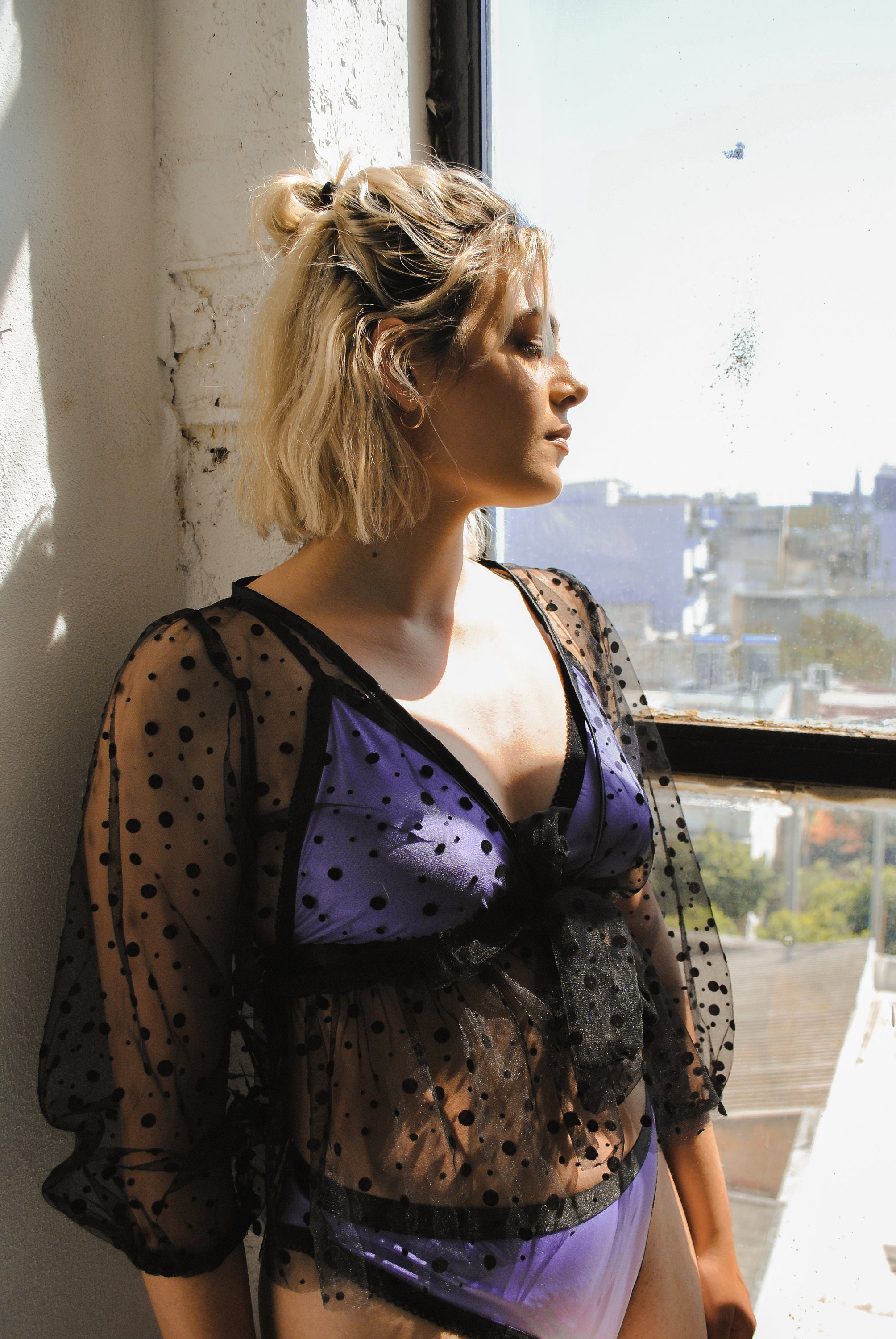 Transparent Polka Dots Blouse Sheer 