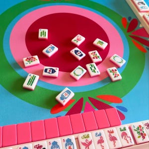 Kaleidoscope Mahjong Mat Turquoise Game Mat with Instructions