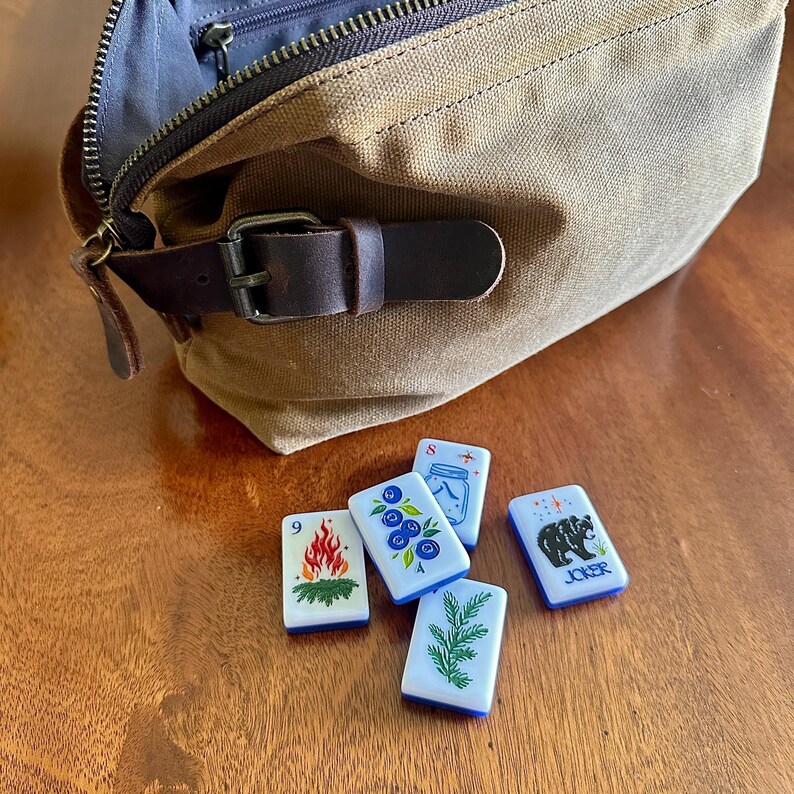 Mahjong Tile Bag Waxed Canvas Leather image 4