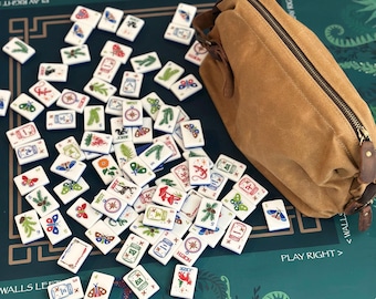 Mahjong Tile Bag Waxed Canvas Leather