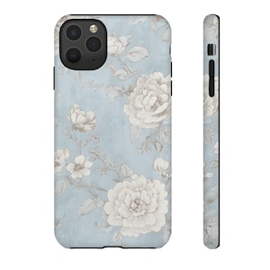 Light Blue Floral iPhone Case iPhone 16 Pro 15 14 13 12 11 X Samsung Galaxy S25 S24 S23 S22 S21 S20 Google Pixel Aesthetic