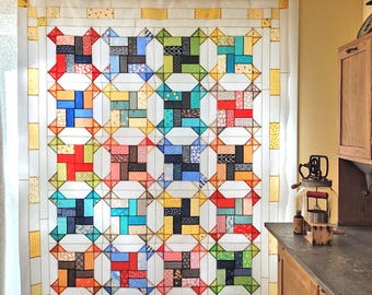 Churned Butter Quilt Pattern: Scrappy Design, Bonus Table Runner (PDF Download)