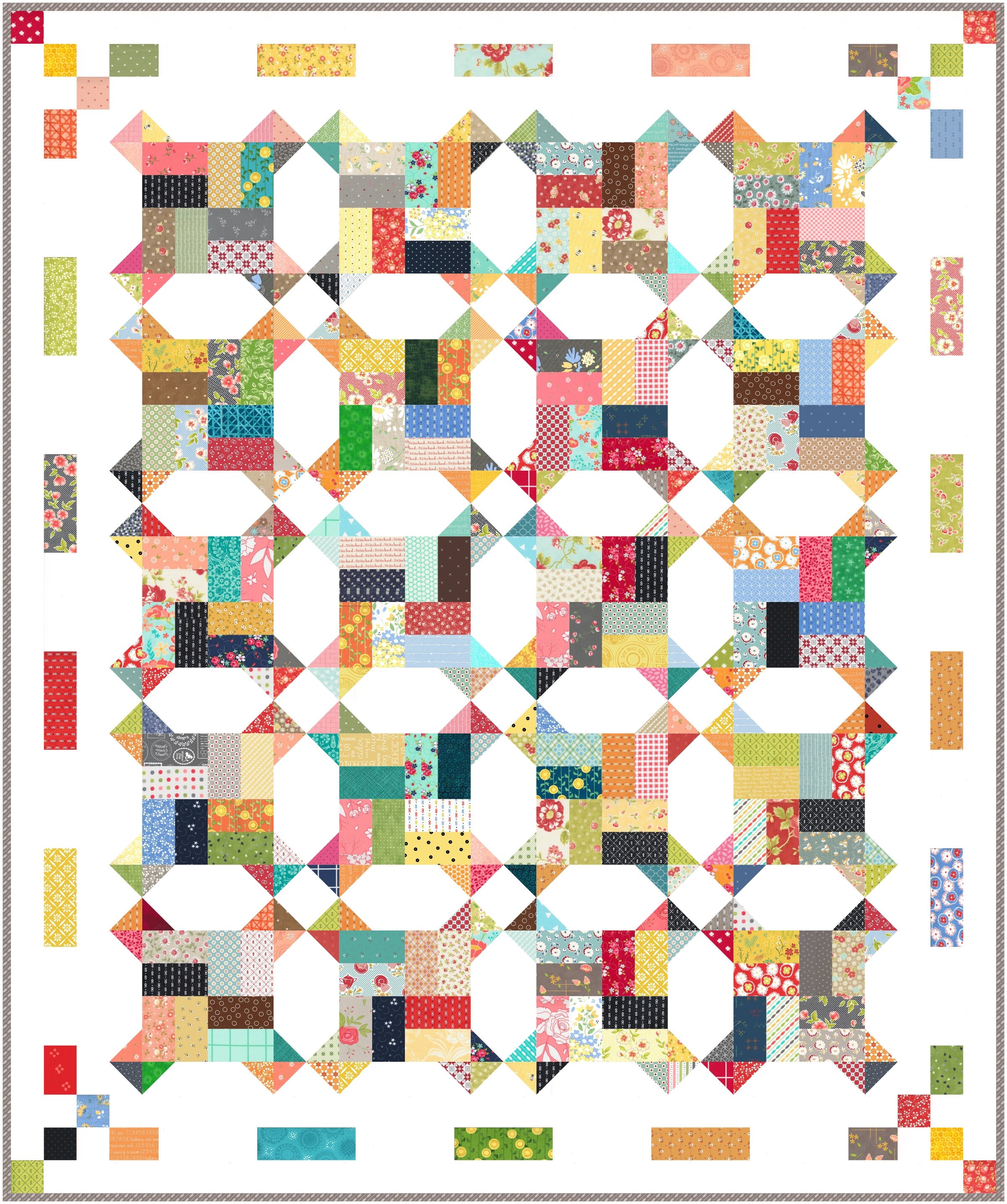 Churned Butter Quilt Pattern: Scrappy Design, Bonus Table Runner (PDF ...