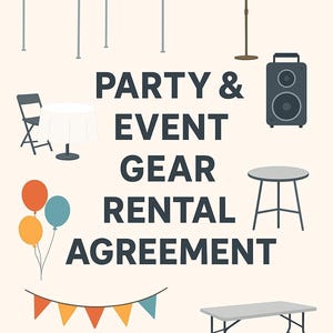 Rental Agreement Template Party Gear Form Contract Event Rental Pdf Printable Business Document Digital Download Equipment Hire Terms