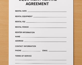 Equipment Rental Agreement PDF: Printable Lease Contract Template