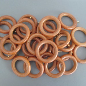 25 Wood Curtain Rings 1-3/4 inner diameter Vintage Drapery Hardware Upcycle Repurpose image 4